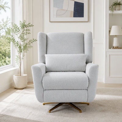 Power Swivel Recliner with Upholstered Comfort and Gold Base