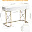 Bureau blanc à domicile, bureau d'ordinateur de 42 pouces, bureau d'écriture simple et moderne avec tiroirs de rangement et station de charge