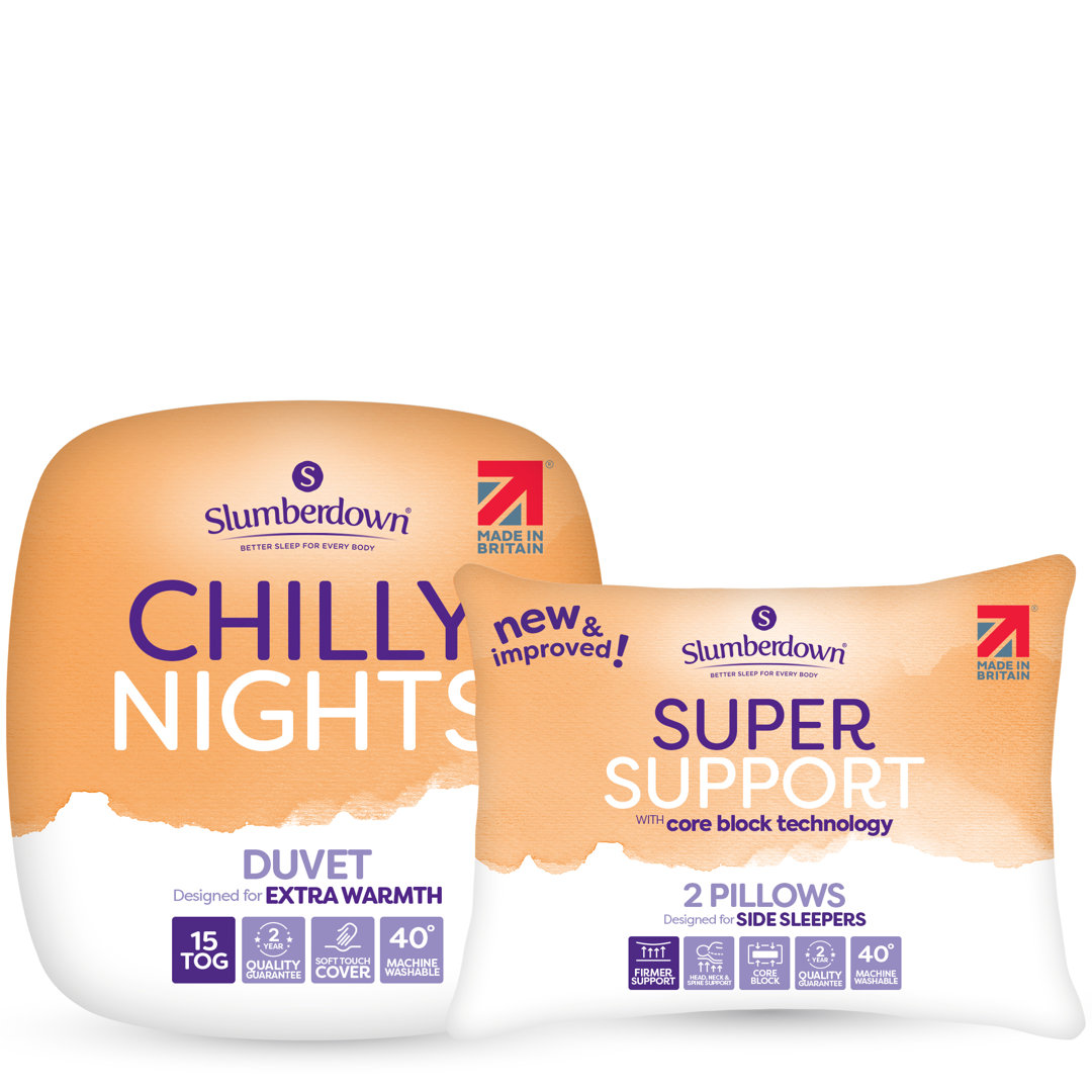 Slumberdown Chilly Nights 15 Tog Duvet, 2 Super Support Pillows