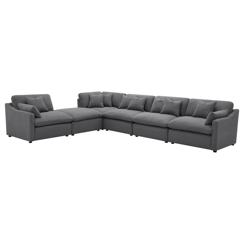 Jaequan 6-piece Upholstered Modular Sectional Sofa Charcoal, Gray Polyester