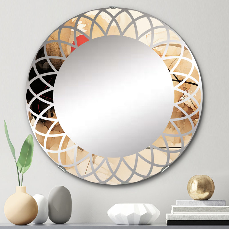 Northleach - Miroir mural moderne rond, 24 po x 24 po