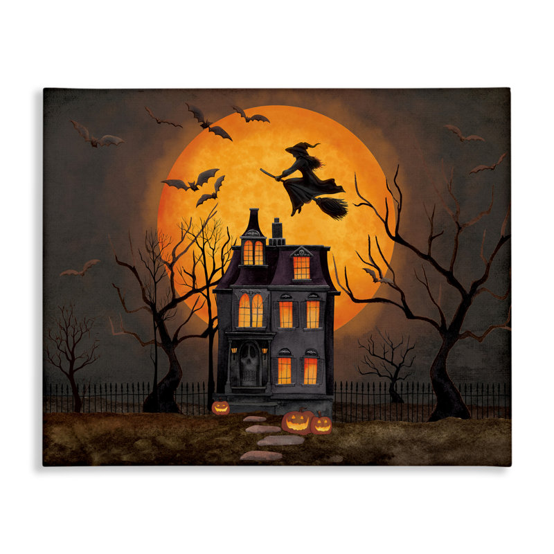 Toile Haunted Night Mansion, design par Nicole Tamarin, H 16 po x l 20 po