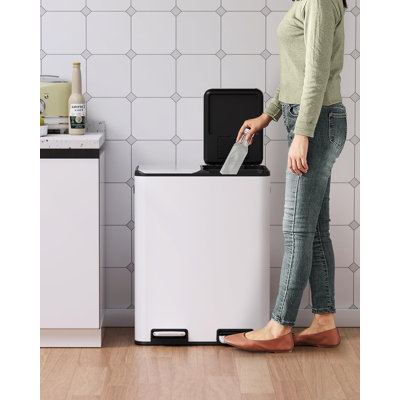 Stainless Steel Step On Multi-Compartment Rubbish & Recycling Bin