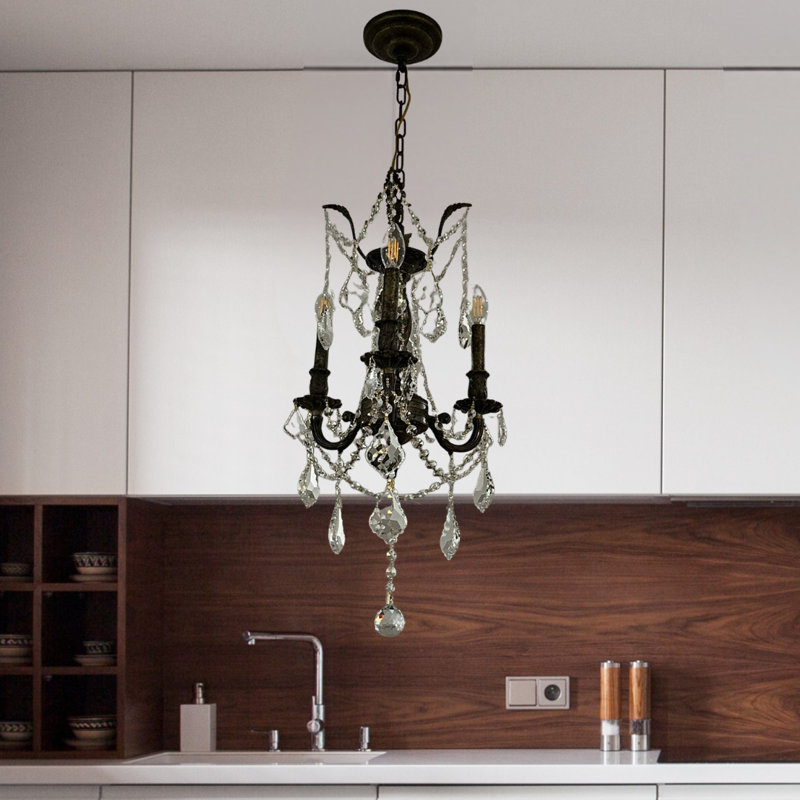 Lustre en cristal moderne à 3 lumières à intensité variable / moderne, H 18 po x l 13 po x P 13 po, Trois lumières