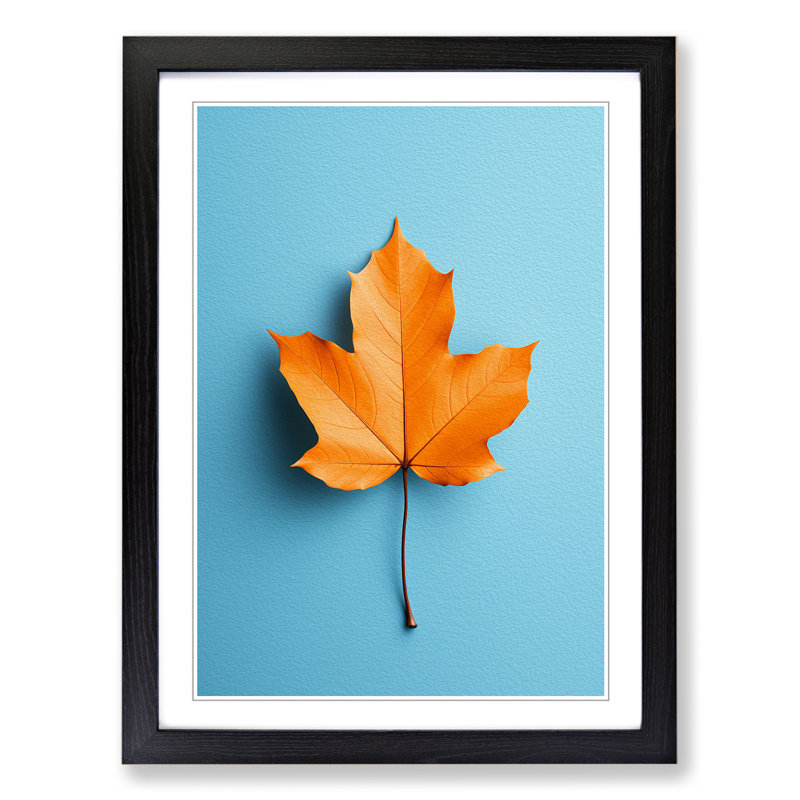 Leaf Minimalism No.2 - Single Picture Frame Print on Wood, Black Framed, 64cm H x 46cm W x 2cm D