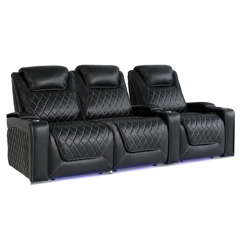 Cinéma maison inclinable électrique en cuir véritable de 98 po avec porte-gobelet Oslo