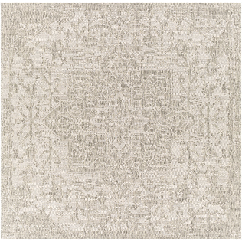 Tapis intérieur / extérieur gris Gaiwan, Carré 6 pi 7 po