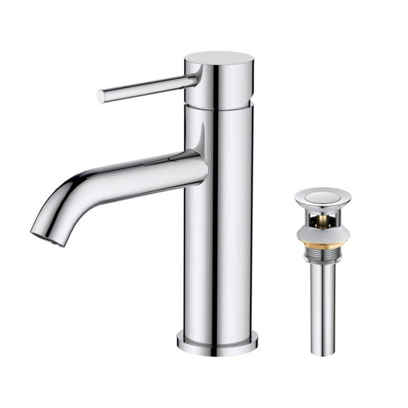Single Handle Bathroom Sink Faucet with Pop Up Drain, Chrome