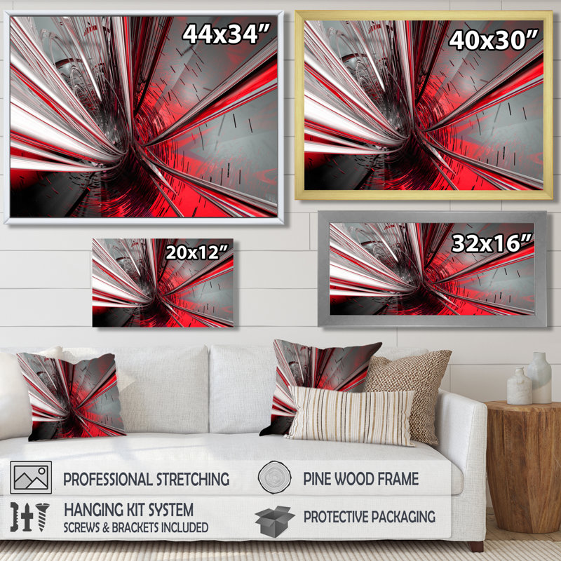 « Fractal 3D Deep into Middle » - Impression d'art graphique, H 16 po x l 32 po, Toile tendue, Sans cadre