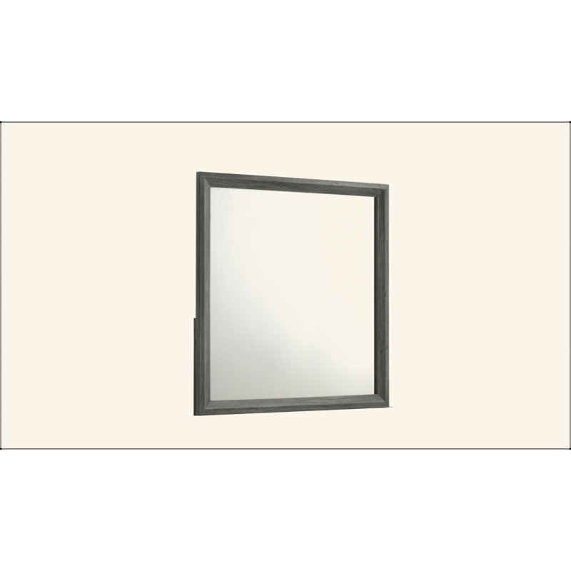 Miroir de style moderne en bois gris, 39,57 po x 39,57 po, Gris