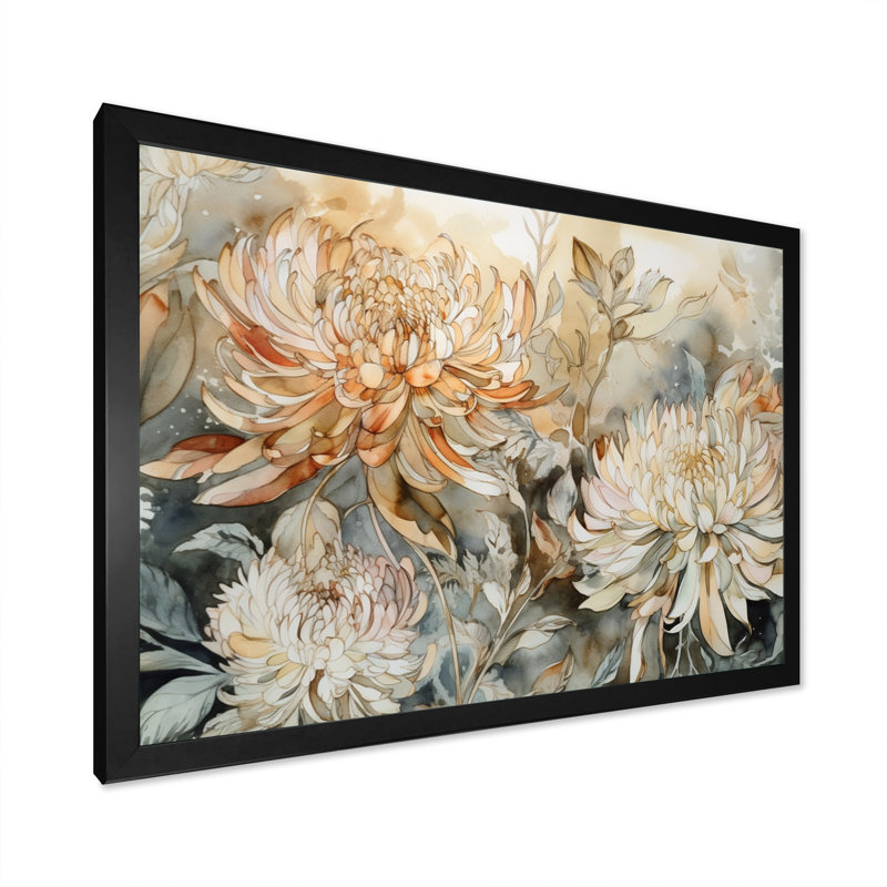 «Ruchelle Chrysanthemum», reproduction d'art sur toile, Cadre photo noir, H 24 po x l 32 po x P 1 po
