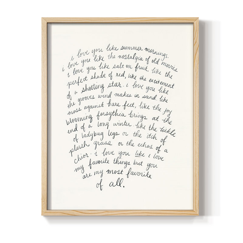 Lettre à un amoureux I, reproduction encadrée - bois massif, Naturel, H 11 po x l 9 po