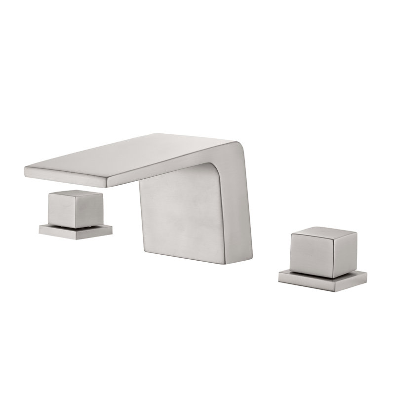 Robinet de salle de bain à large entraxe, Nickel brossé