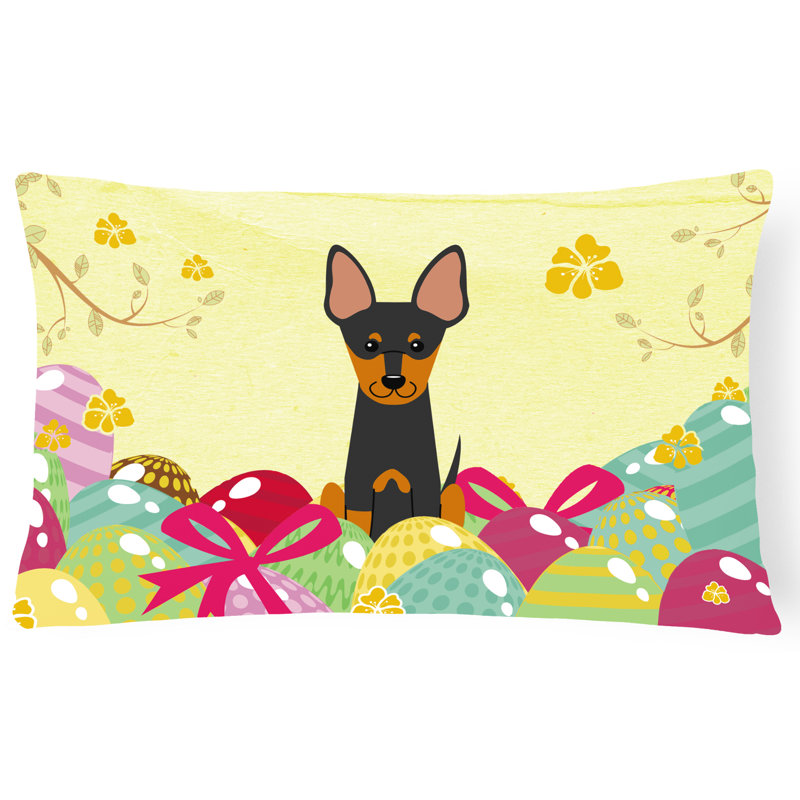 Easter Eggs English Toy Terrier Lumbar Pillow