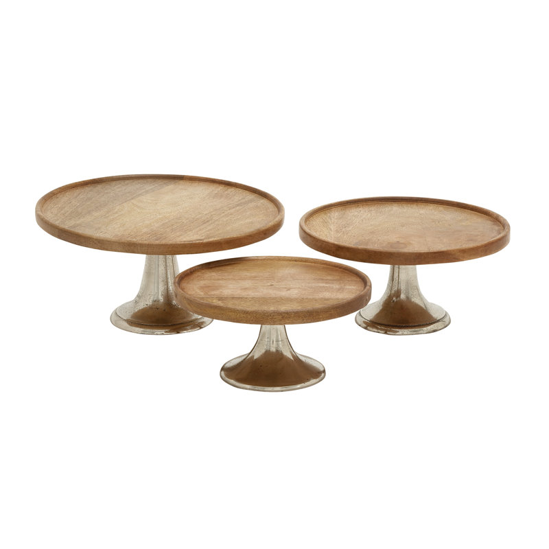 Présentoir à gâteaux 3 pièces Burrowes, Brun