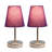 Amandev Simple Designs Sand Nickel Mini Basic Table Lamp with Tapered Fabric Shade-727904222