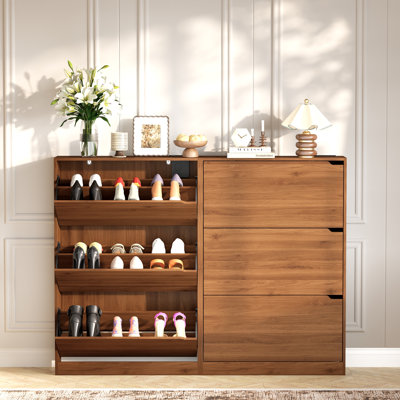 Armoire de rangement pour chaussures à 3 niveaux désodorisants | Organisateur de porte rabattable pliable en noir (ensemble de 2