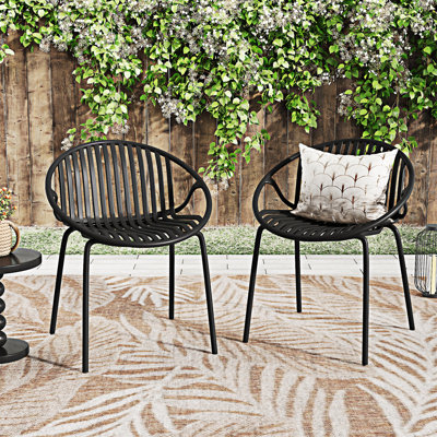 Patio Dining Chairs Stackable Chairs (Set Of 2)