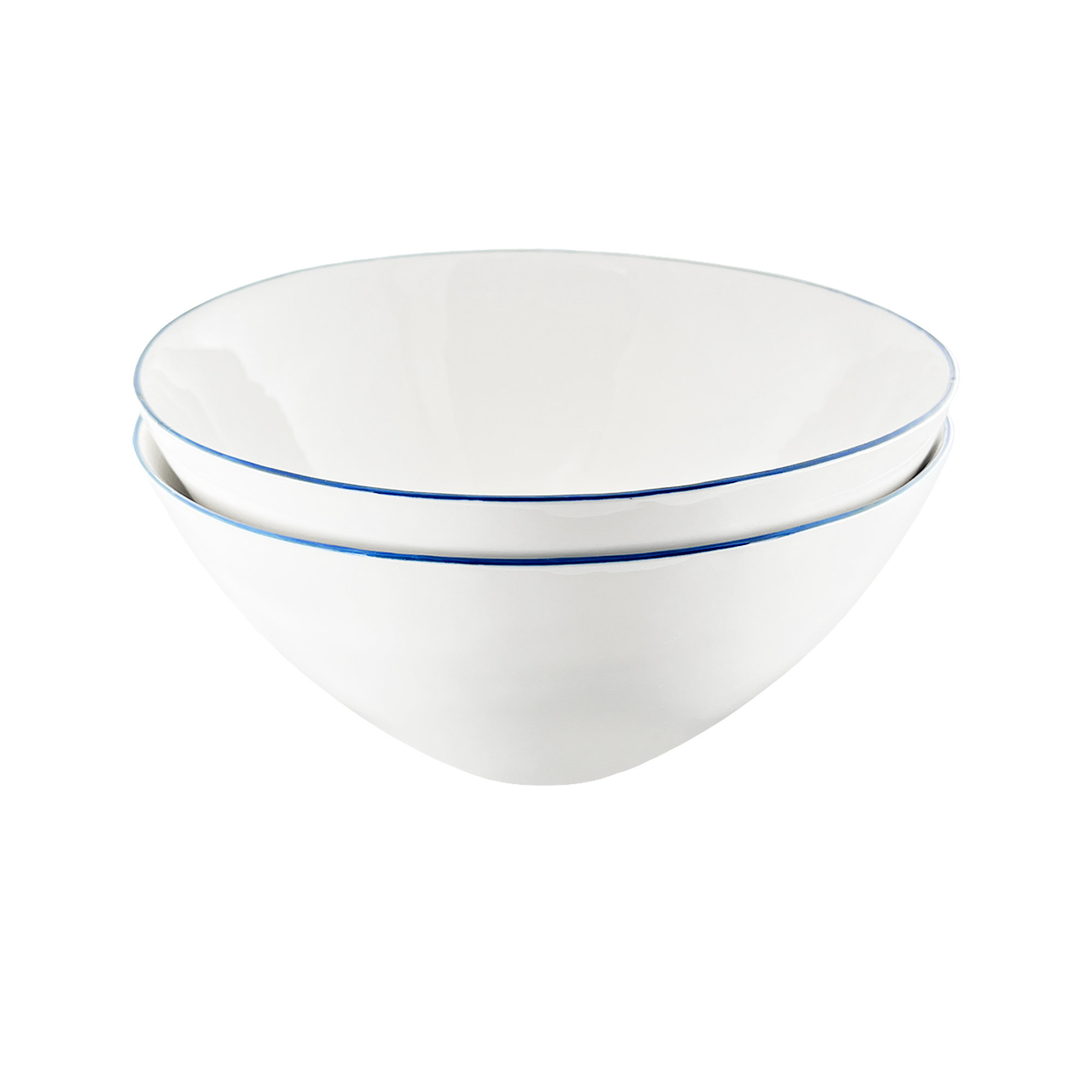 Canvas Home Abbesses Colored Rim Porcelain Large Serving Bowl 74oz, White/Blue Rim