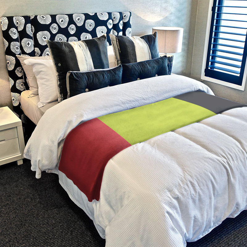 Quilted Throw Blanket, 62.5" W x 82.5" L, Torch Red/Volt Green/Charcoal