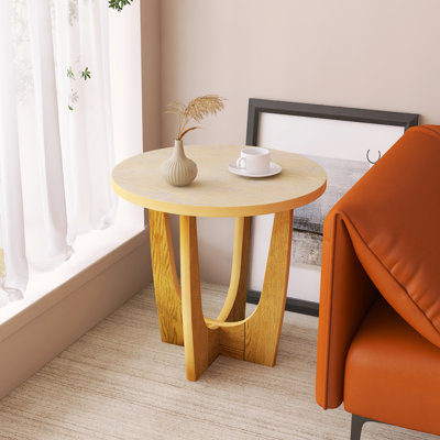 25" Round Wooden Side Table