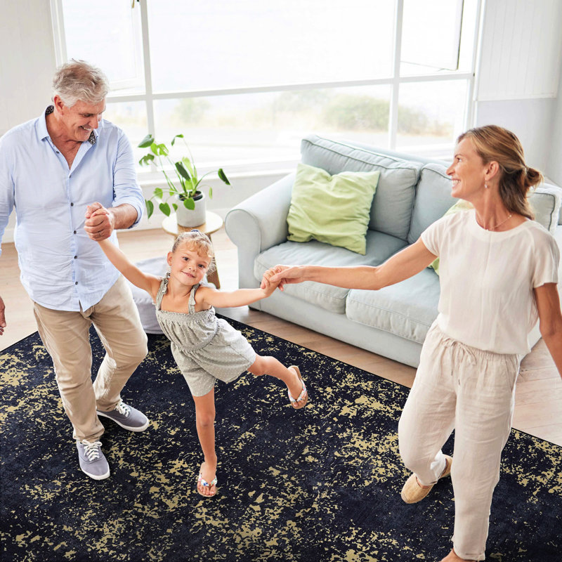 Non-Shedding Washable Area Rug Runner, Low-Pile Non-Slip For Kitchen, Office, Bedroom - 2'6''X10'  Black Washable, Non-Slip, Dining Room,