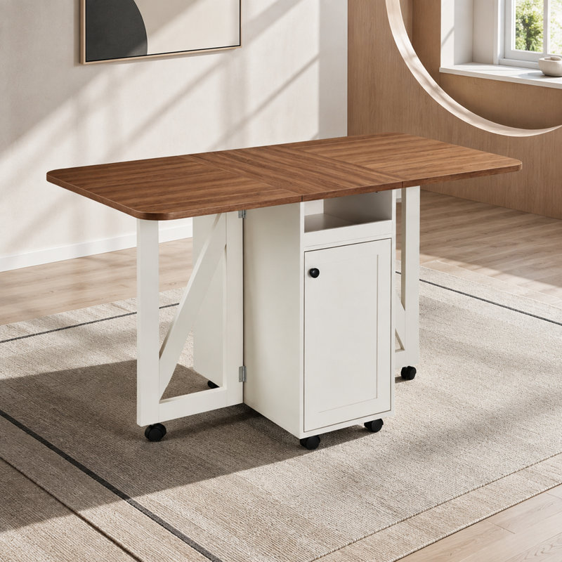 Foldable Drop Leaf Dining Table, MDF,Walnut, 50.28L x 31.19W x 29.82H