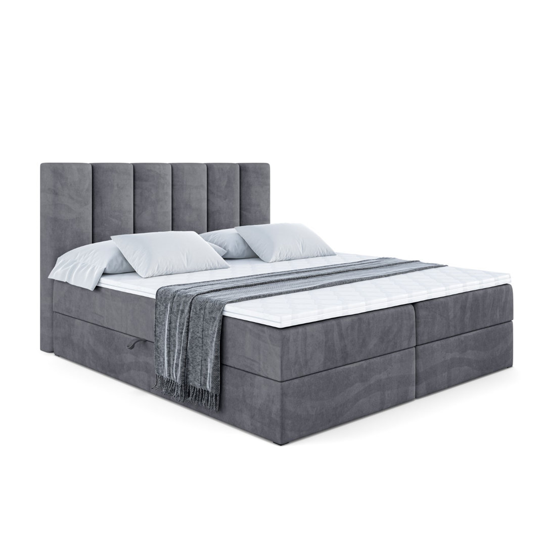 Boxspringbett mit H3 Bonell-Federkernmatratze, Topper und Bettkasten