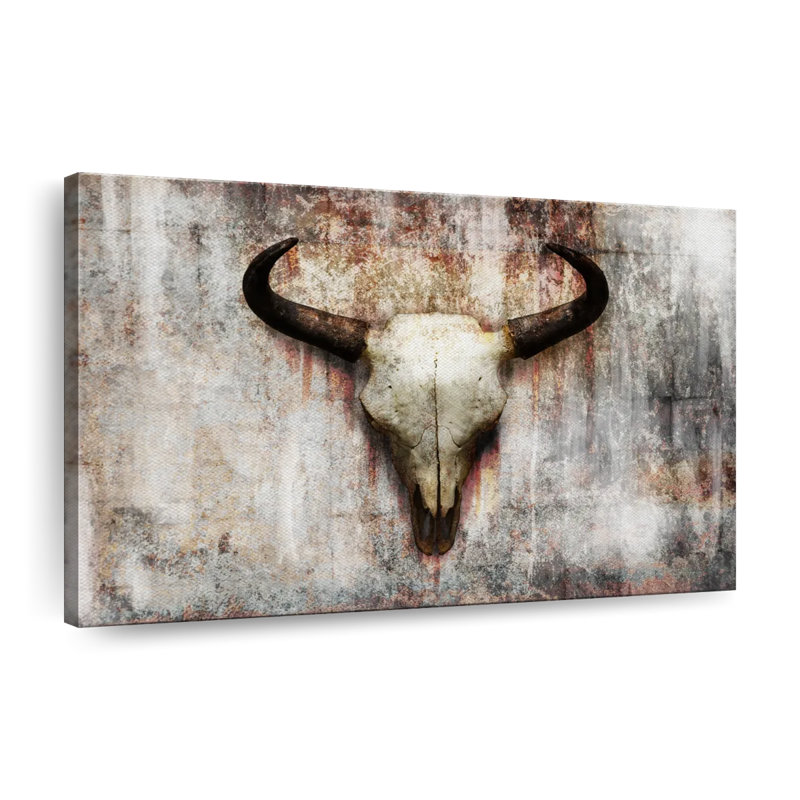 Bull Skull Canvas Print, 8" H x 12" W x 1" D