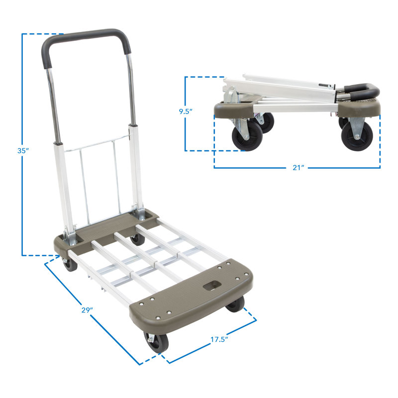 Mount-It! Foldable Push Cart, Weight Capacity 330 Lbs., Platform Cart with Folding Handle