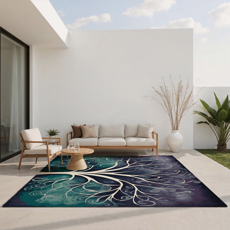 Verdant Reverie Indoor And Outdoor Area Rug, Rectangle 1'6" x 2'6"