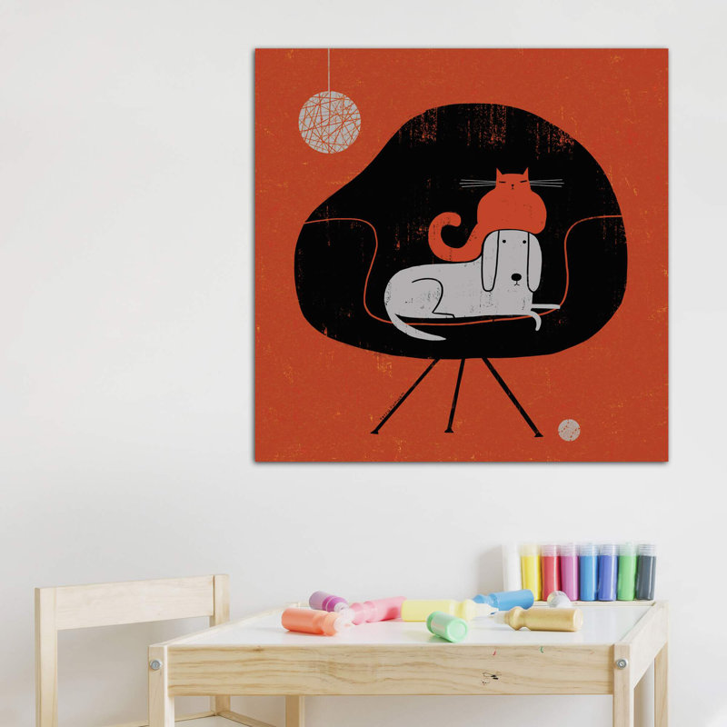 «Retro Nap» par Terry Runyan - impression, Toile tendue, Pas de tapis, H 48 po x l 48 po x 1,5 po