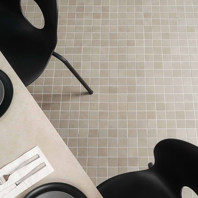 Clay Grace Red 2X2 Matte Porcelain Mosaic, Trust Gray