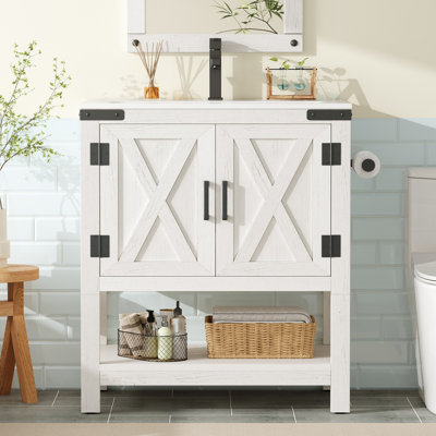 Meuble-lavabo simple 24 po avec rangement Chimira, blanc