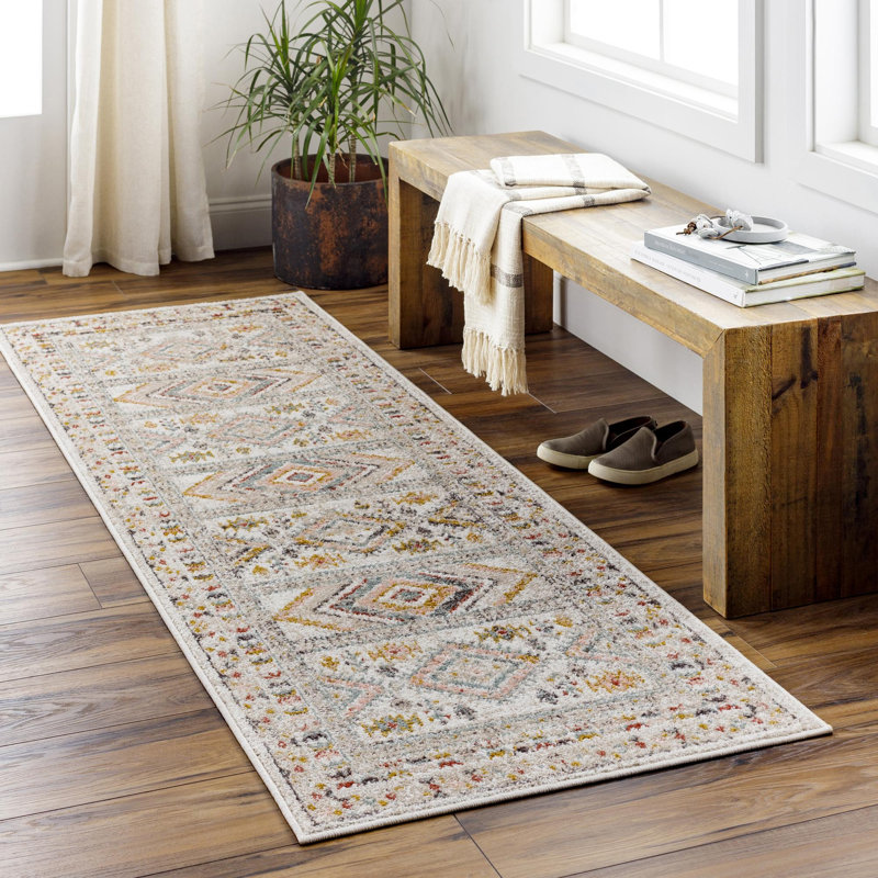 Tapis rose pâle / bleu sarcelle Laurentina Southwestern, Tapis de couloir 2 pi 7 po x 7 pi 3 po