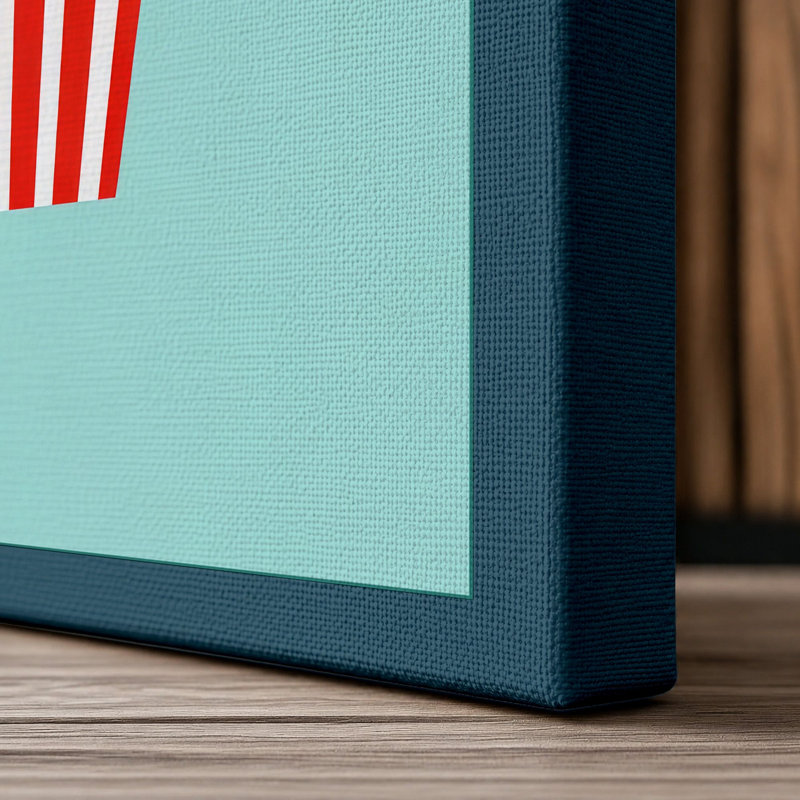 Pop Art Popcorn Modern 1 Piece Wrapped Canvas Wall Art, 36x24 - 91.4 x 61.0 cm, Teal Border