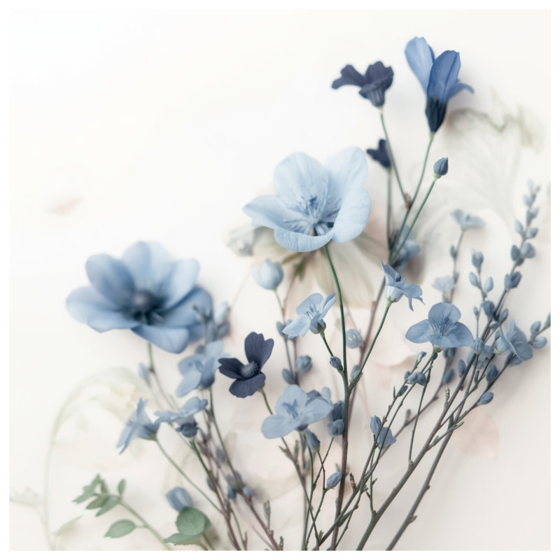 Couvertures délicates fleurs bleues, L 60 po x H 80 po