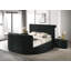 Table de chevet ovale luxueuse avec capitonnage moelleux, plateau en verre trempé, côtés arrondis, tiroirs de rangement et boutons scintillants pour la chambre à coucher-622347272