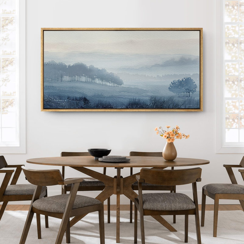«Woodland Forest Landscape A Misty Morning In The Woods», reproduction d'art sur toile, H 30 po x l 60 po, Naturel