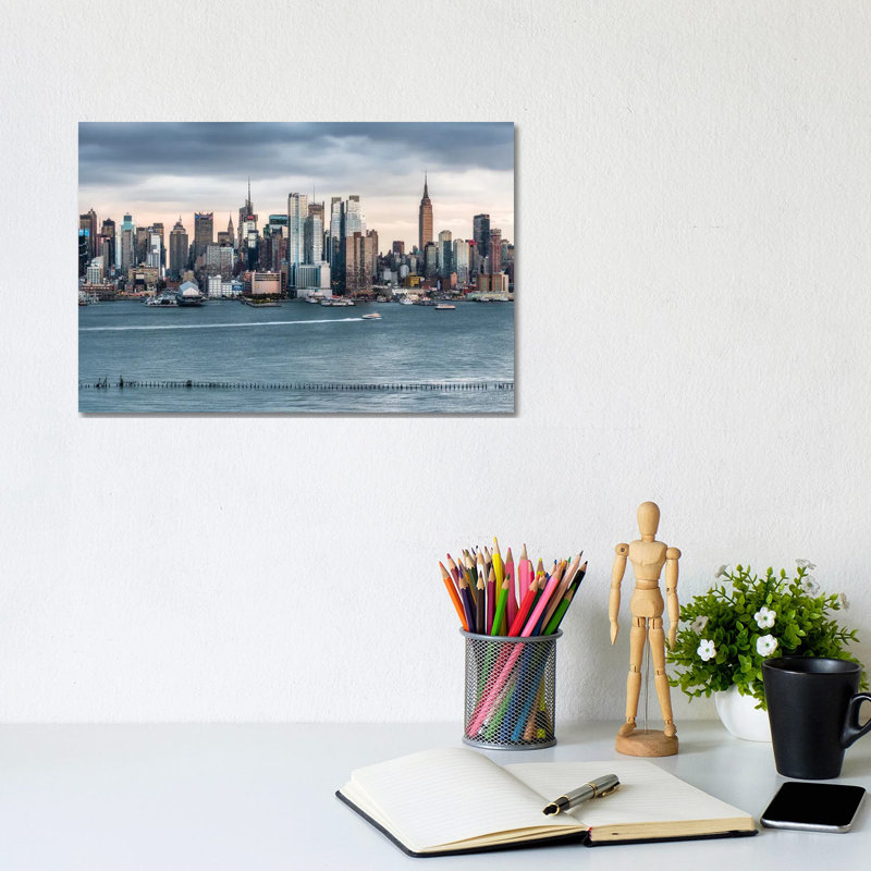 Manhattan Skyline Along The Hudson River, New York City, Usa by Jan Becke - Wrapped Canvas Print, 20.32 cm H x 30.48 cm W