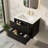 30” Black Fluted Wall Mounted Bathroom Vanity with Single White Ceramic Sink Top