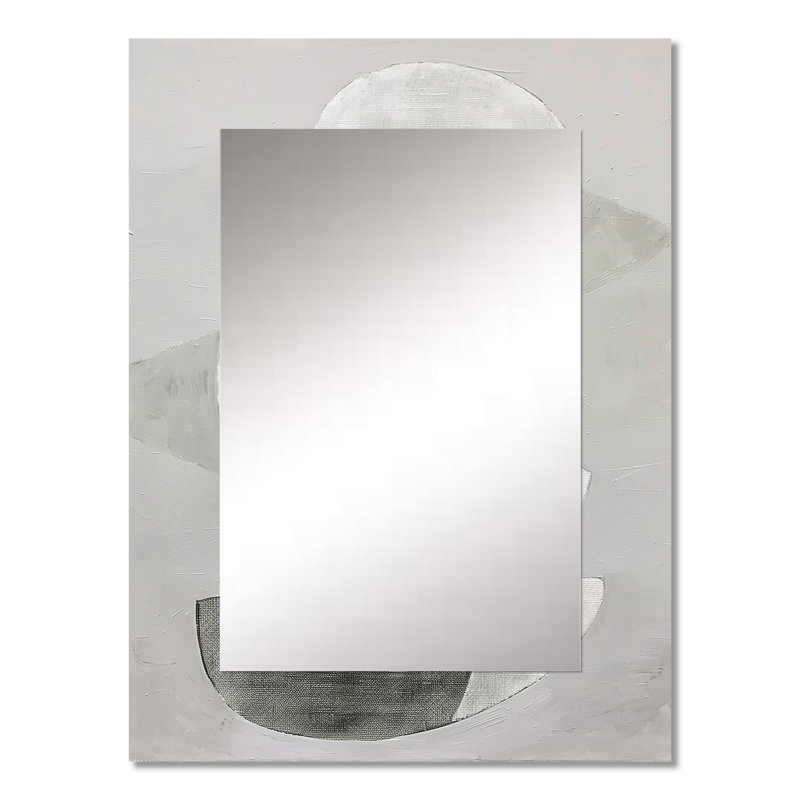 Gris minimaliste, formes simples, peinture II - miroir mural décoratif de formes abstraites, grand miroir gris, impression sur métal