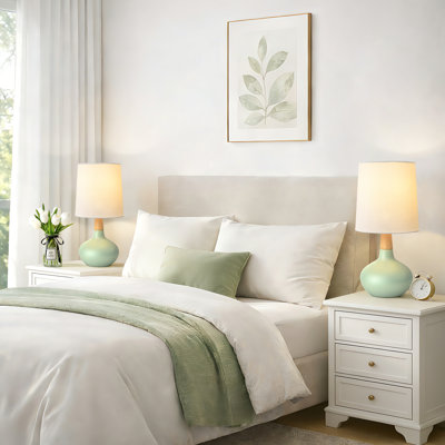 Lampe de table moderne 14 po en céramique et bois