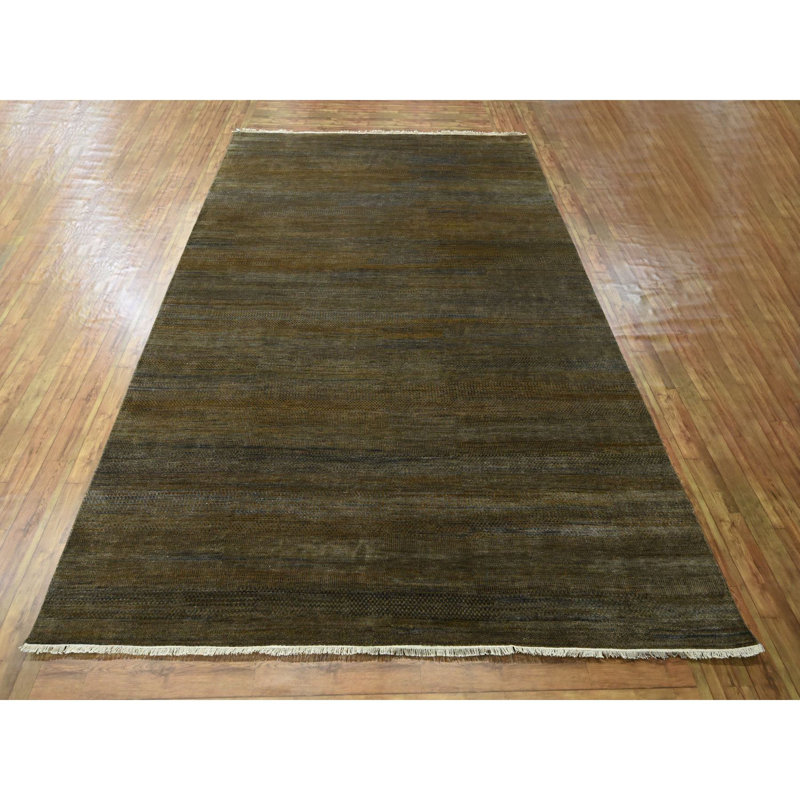Tapis oriental brun en laine et en soie noué à la main 9 pi x 11 pi 10 po