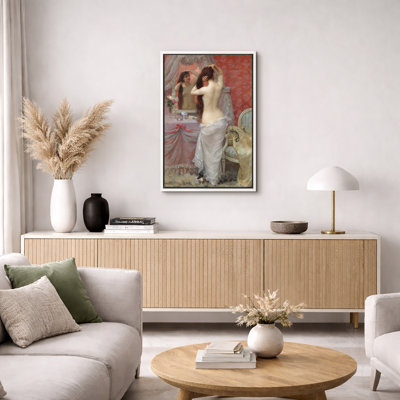 Art rétro sur toile rétro, femme nue qui s'habille au miroir, impression sur toile