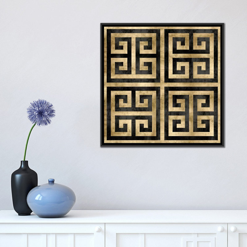 «Greek Classic II», impression sur toile, H 18 po x l 18 po x P 1,5 po, Toile avec cadre noir, Pas de tapis