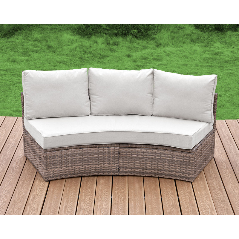 Ebern Designs 3 Piece Patio Furniture Sets, Half-moon Sectional Round Sofa Set, Outdoor Patio Furniture With Cushions For Beach, Pool, Balcony