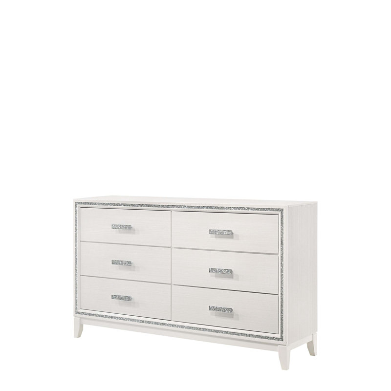 Commode double à 6 tiroirs Festus, Blanc