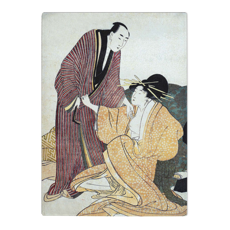 Tempered Glass Parting Lovers by Kitagawa Utamaro Chopping Board, 20 cm x 28.5 cm