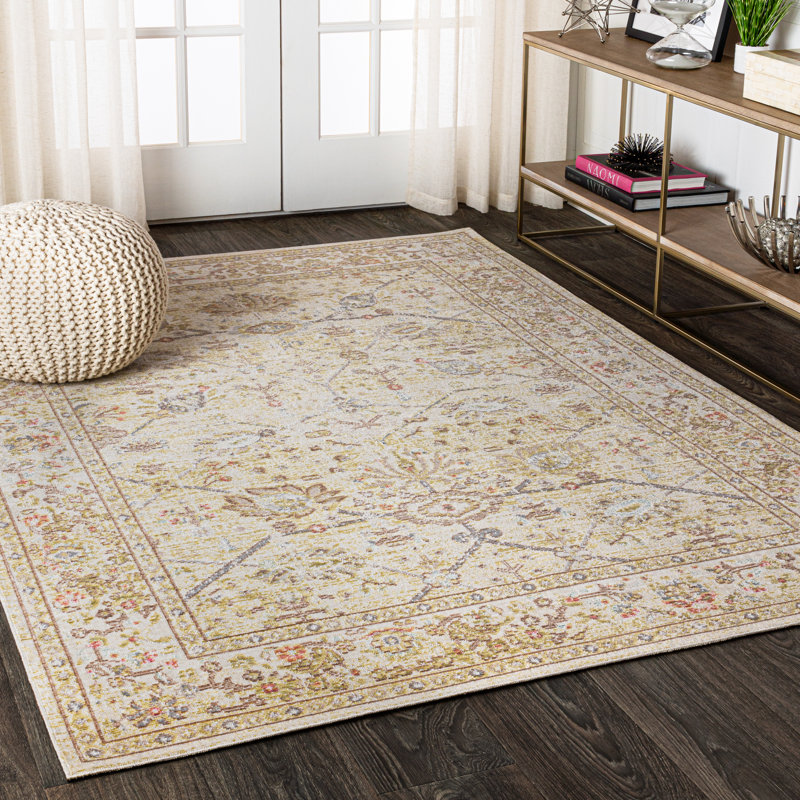 Eglinton Modern Faded Peshawar Ivory Rug, Rectangle 5'3" x 7'7"